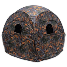 Copper Ridge Outdoors pop-up blind with blacked-out inside and shooting windows