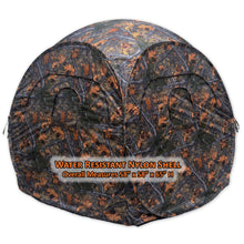 water resistant nylon shell measures 58 by 58 by 65
