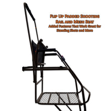 deer stand flip up padded shooting rail and mesh seat works great for standing shots and more