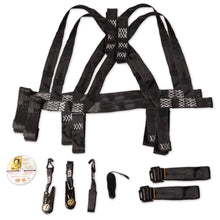 two safety harnesses, instructional DVD, and safety kit